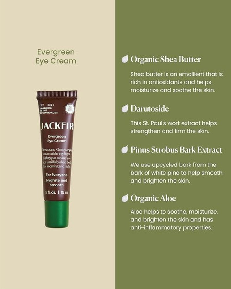 Jackfir Evergreen Eye Cream - Natural Formula for Men | Reduces Puffiness & Brightens Dark Circles | 0.5 Fl Oz