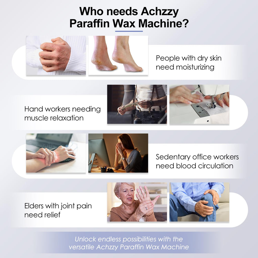 Achzzy 4000ml Paraffin Wax Machine for Hand and Feet - Professional Wax Warmer with 200W Thermal Core, LED Real-time Temp Control & 167°F Rapid Melting, Intense Hydration with Hand Wax Paraffin Bath