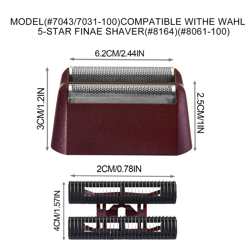 Professional 5 Star Series Finale Shaver Replacement Silver Foil and Cutter Bar Assembly Compatible with wahl Shaver Foil 7031-100, 7043-100 Replacement Silver Heads (red)