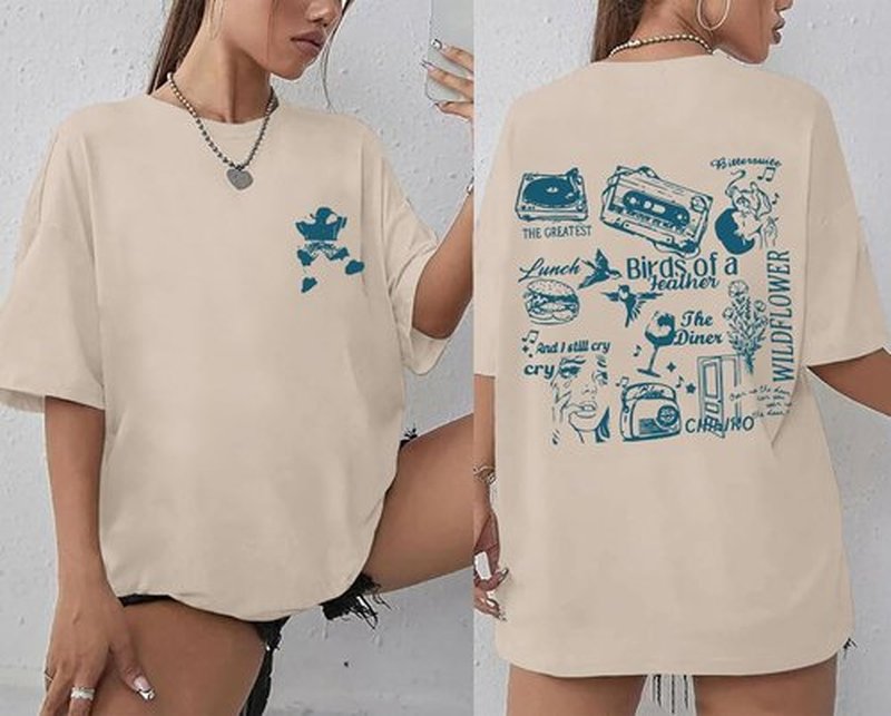 Skiennix Oversized Concert Album Shirt - Stylish Rock Band Tee for Women | Perfect Hip Hop Gift for Music Lovers
