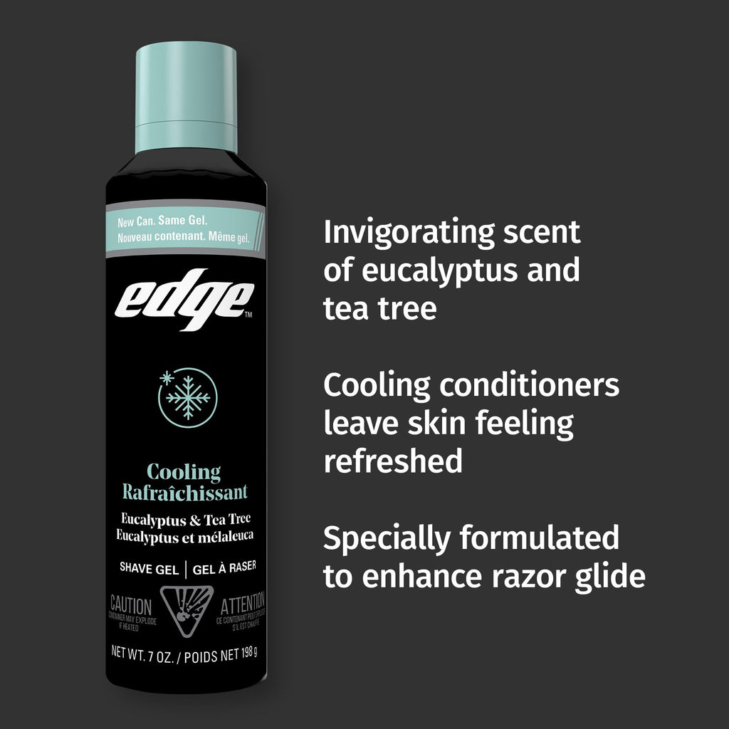 Edge Shave Gel for Men, Cooling Eucalyptus & Tea Tree, 7oz (3 Pack) - Shaving Gel For Men That Moisturizes, Protects and Soothes To Help Reduce Skin Irritation (Packaging May Vary)
