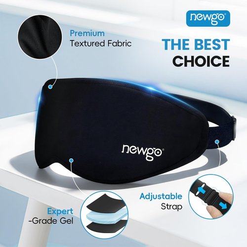 NEWGO 3D Cooling Sleep Mask, Weighted Cooling Gel Eye Mask for Sleeping, Cold Eye Mask, Hot Cold Therapy Blackout Sleep Mask for Puffiness, Dark Circles, Dry Eyes, Headaches and Stress Relief