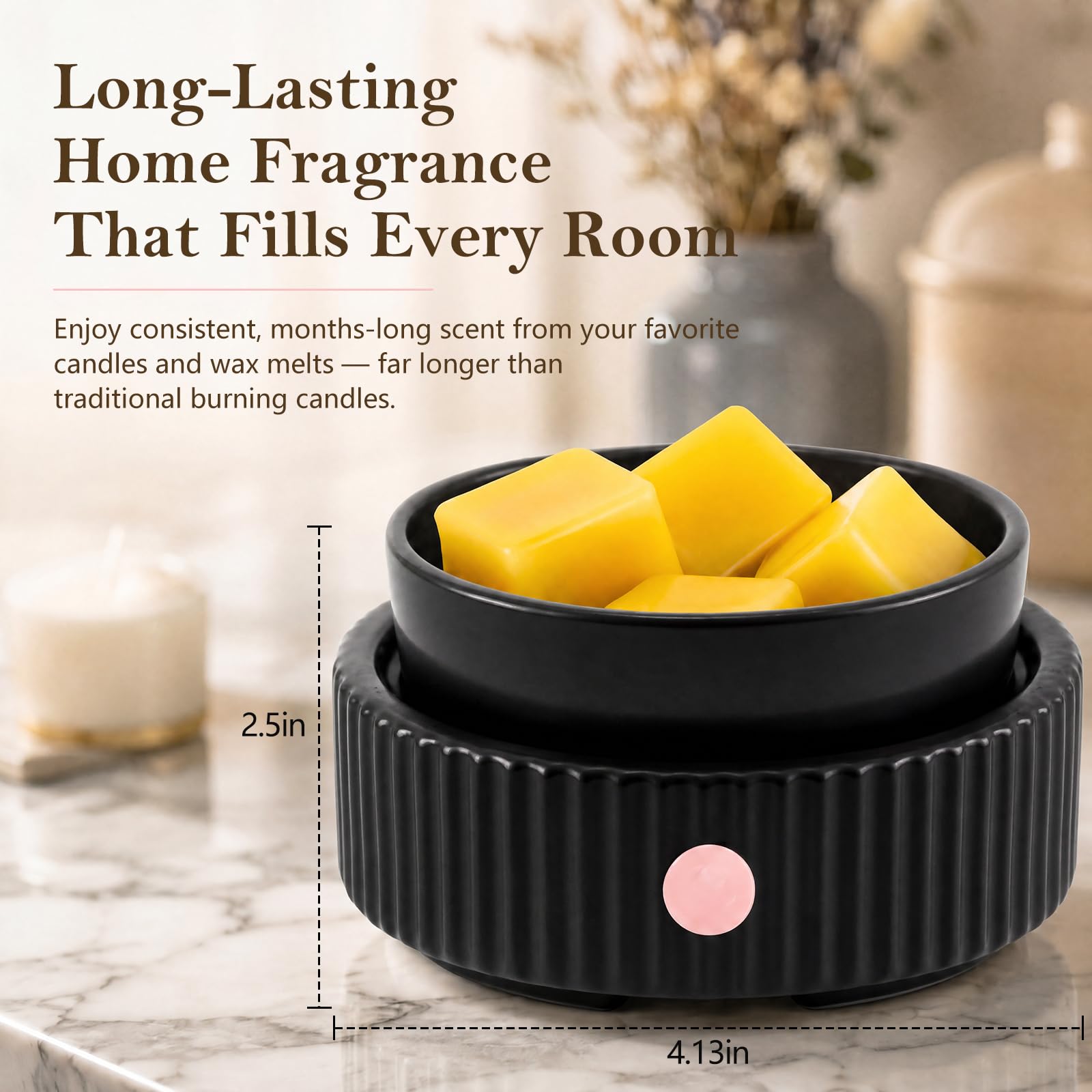 Wax Melt Warmer with 4 Timer & PTC Heating- Ceramic Fragrance 3-in-1 Oil Burner Electric Candle Wax Melter for Home Office Bedroom Fragrance, Home Décor Choice