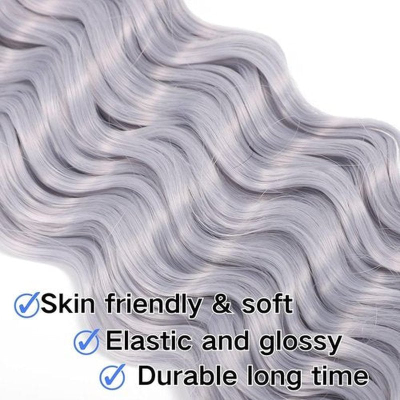 Fabimiya 12A Human Hair Bulk 24Inch Deep Wave bulk human braiding hair for boho braids 100% Unprocessed Brazilian Virgin Human Hair Extensions Quick Weave Human Hair Grey Color