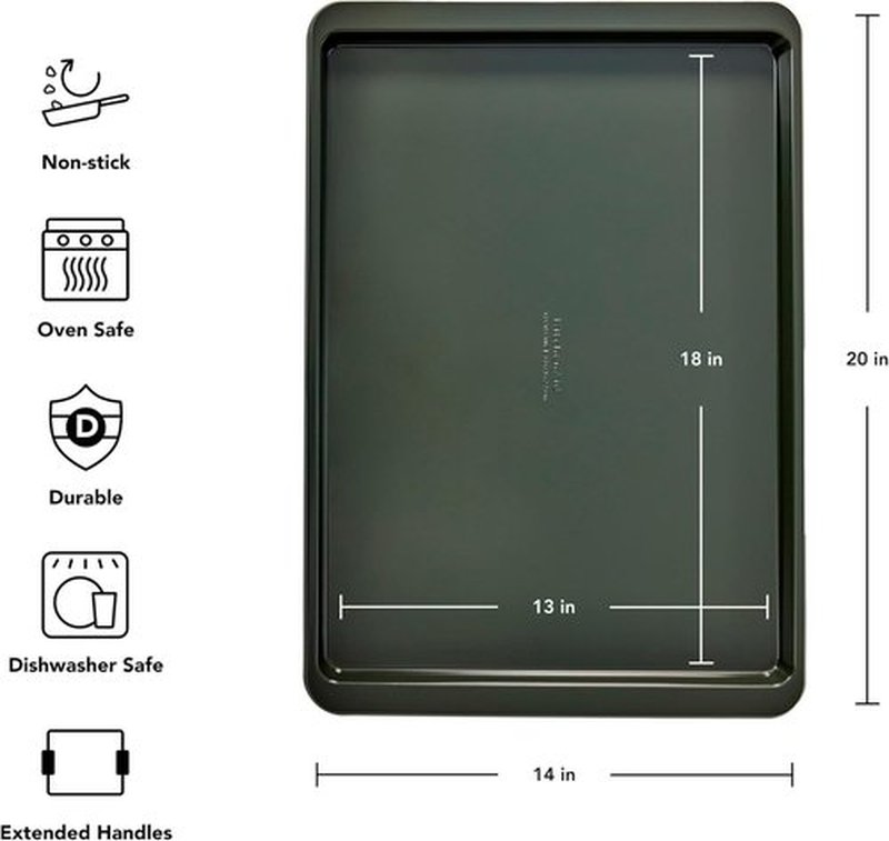 KitchenAid Non-Stick Baking Sheet - 13x18 Inch | Durable Evergreen Color for Easy Baking