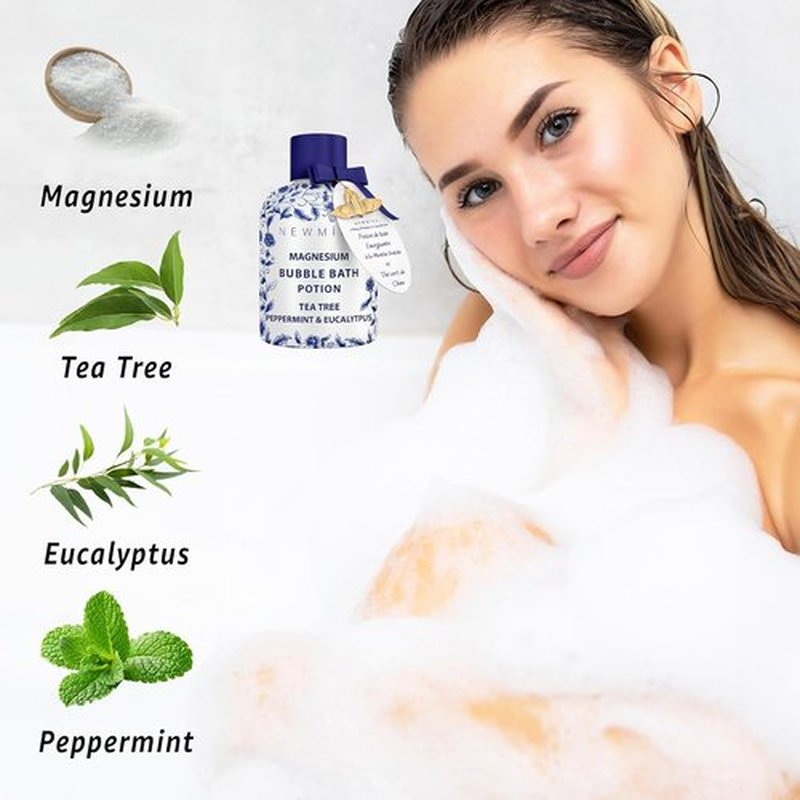 Skiennix Magnesium Bubble Bath - Long-Lasting Foam for Sore Muscle Recovery | Tea Tree & Eucalyptus Relaxation