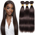 Dark Brown Human Hair Bundles Color 4 Straight 18 20 22 Inch Brazilian Virgin Double Weft Chocolate Brown Hair Extensions Soft Smooth Bouncy for Black Women