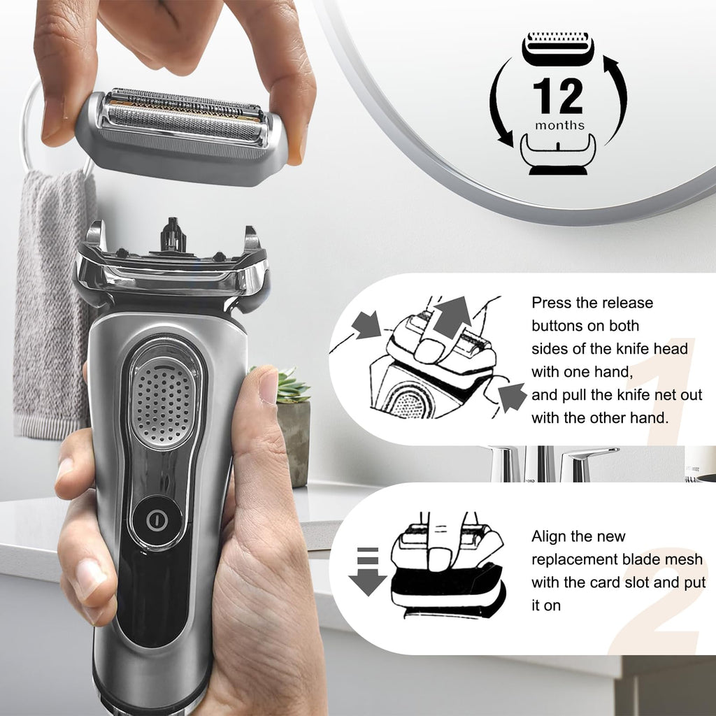 Series 9 92S Electric Shaver Replacement Head Compatible with B*raun S9 Foil & Cutter Razor Heads - Applicable for B*raun S9 9290cc 9291cc 9370cc 9293s 9385cc 9390cc 9330s 9296cc（1pack）