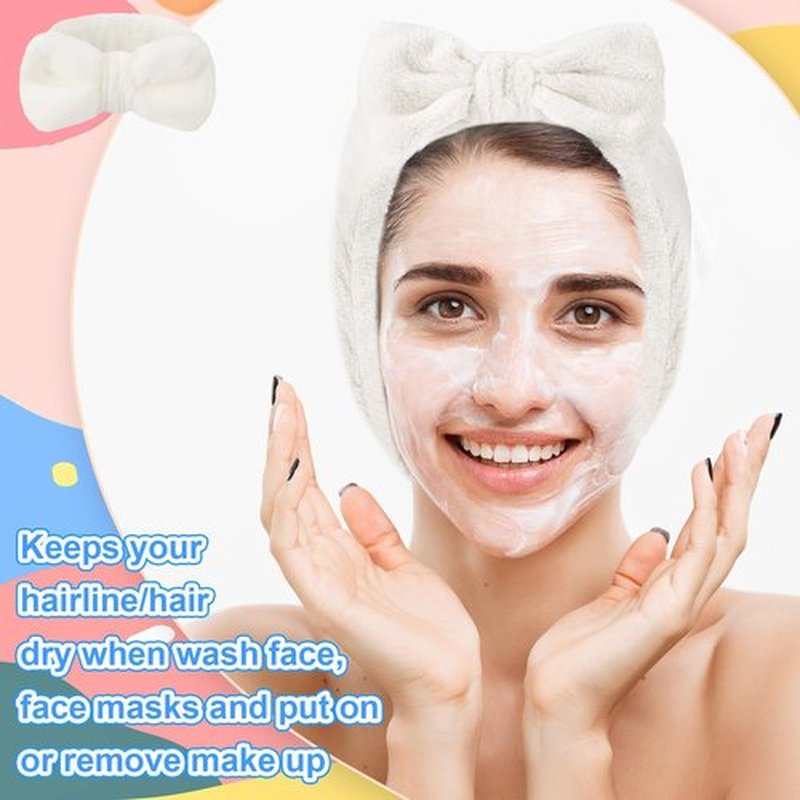 Tigeen 52 Pieces Spa Headband for Washing Face Bulk Soft Coral Fleece Skincare Headband, Bow Makeup Cosmetic Hairband Fluffy Shower Spa Essentials for Girls Women Slumber Supplies(White,Solid Series)