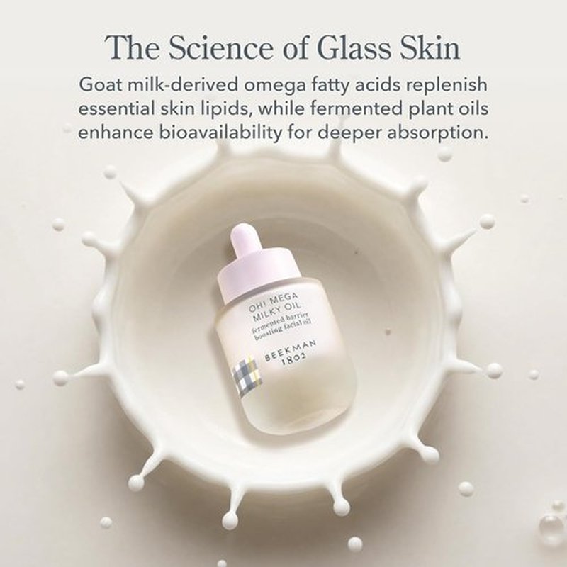 Beekman 1802 Oh! Mega Milky Facial Oil Serum - Hydrating Vitamin C & Niacinamide Formula | Lightweight, Non-Greasy, 1 Fl Oz