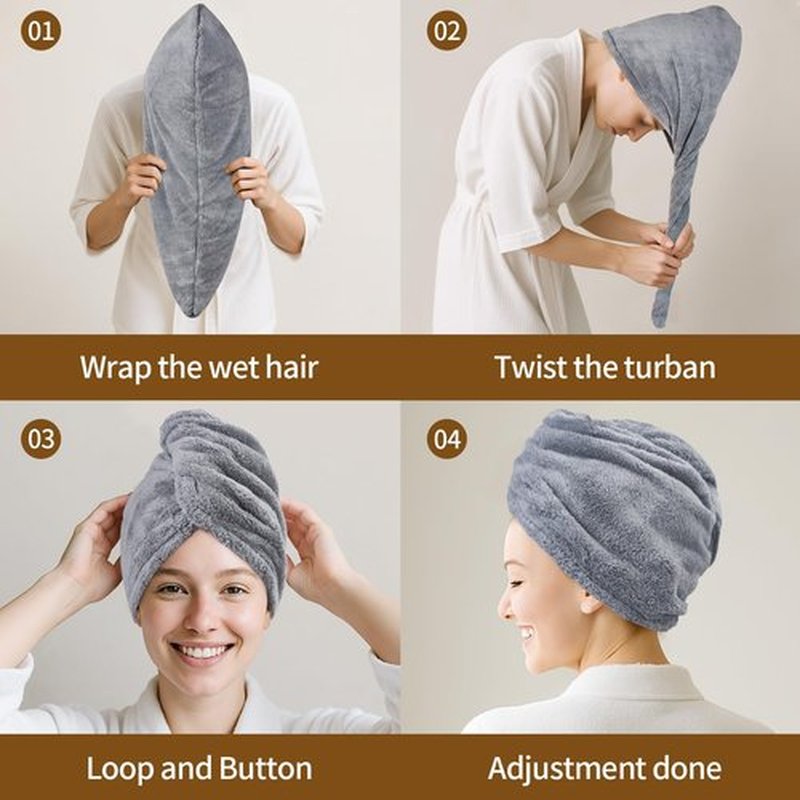 HFZRZFH Hair Towel Wrap for Women - 3 Pack Plush Yarn Turbo Twist Hair Towels, Super Absorbent Turban Towel for Wet Hair, Quick Drying Plopping Towels for Long Thick Curly Hair