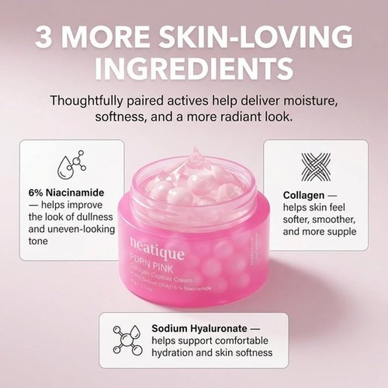 PDRN Capsule Cream - Firming & Hydrating Face Moisturizer with 6% Niacinamide | 2.13 oz Pink Cream for Plump, Smooth Skin