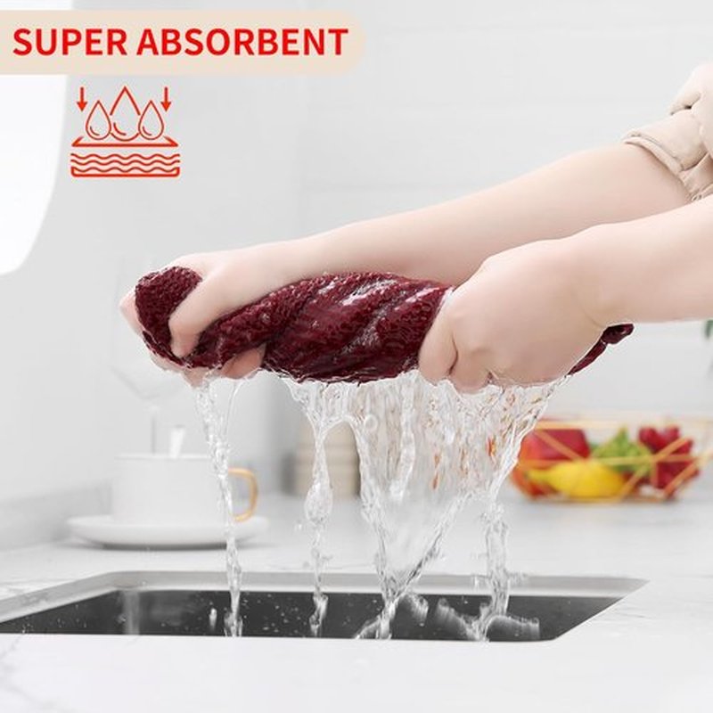 Homaxy 100% Cotton Dish Cloths - Ultra Soft, Absorbent & Quick Drying | 12x12 Inches, 6-Pack, Burgundy
