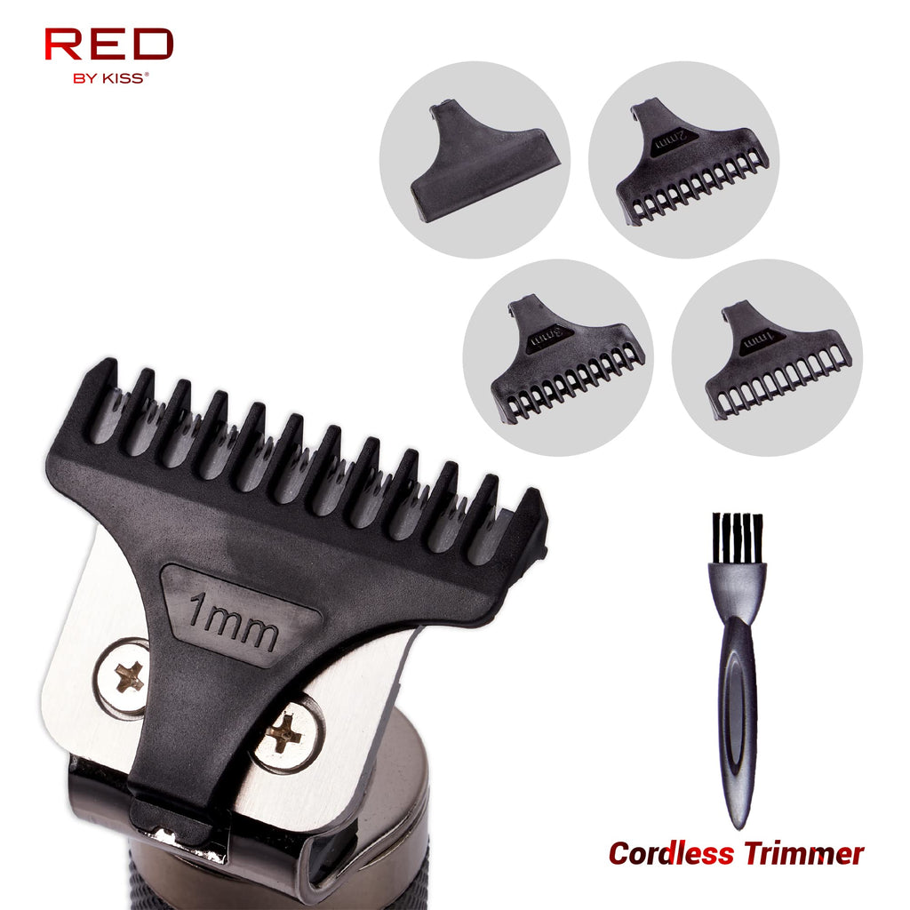 Red by Kiss Hair Trimmer for Men Precision Blade Cordless Trimmer Mens Grooming Kit (Cool Gray)