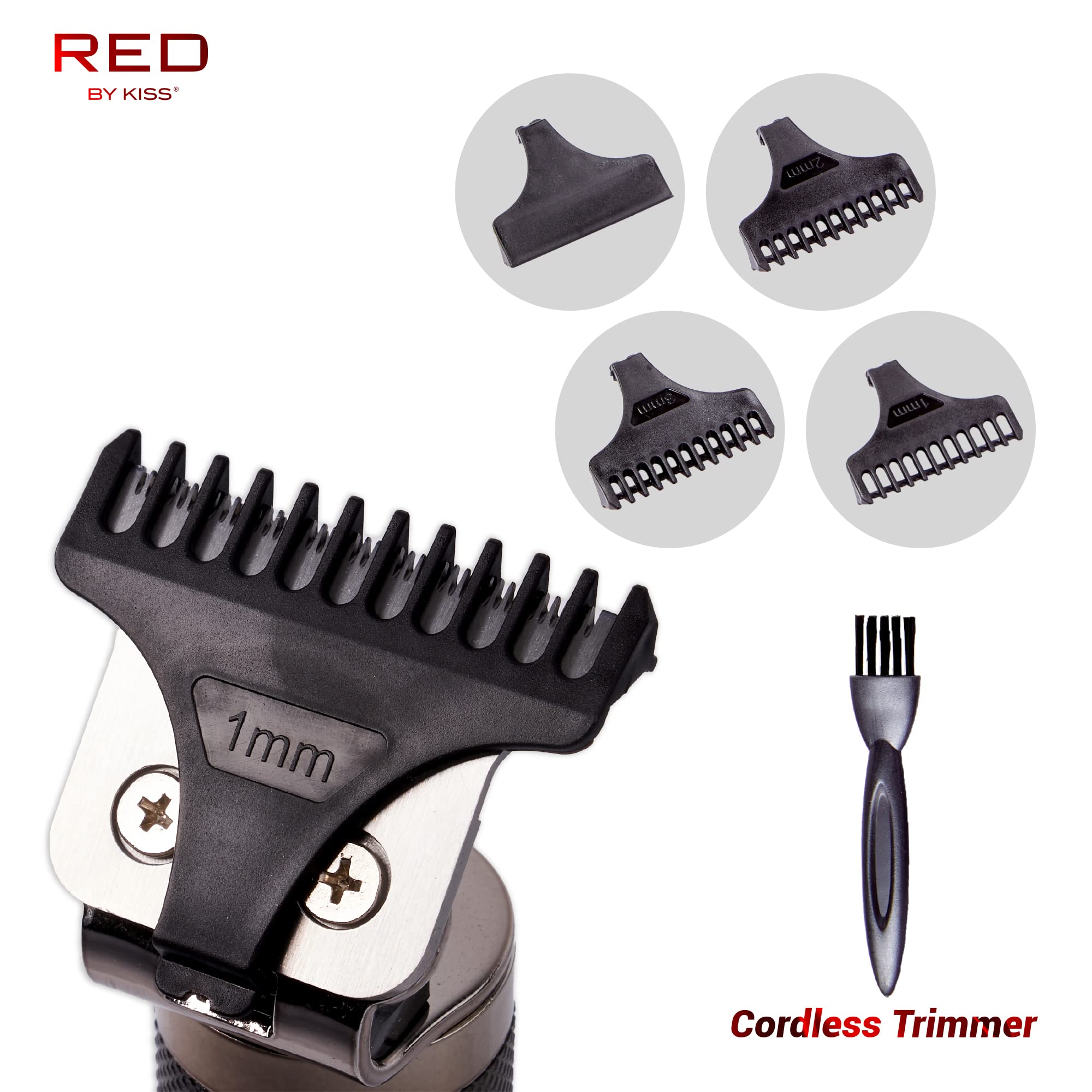 Red by Kiss Hair Trimmer for Men Precision Blade Cordless Trimmer Mens Grooming Kit (Cool Gray)