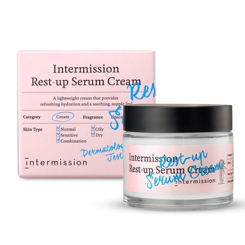 Intermission Rest-Up Serum Cream 2.36 fl oz – Serum + Cream Hybrid Moisturizer with CHEMOCICA™ 700,000 ppm, Hyaluronic Acid, Ceramide & Panthenol for Sensitive & Combination Skin