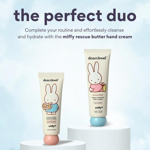 dearcloud Miffy Rescue Butter Foot Cream – Cracked Heel Repair Cream with Shea Butter, Urea, Peppermint Oil & Allantoin – Korean Foot Cream - 3 fl oz (Mint Breeze)