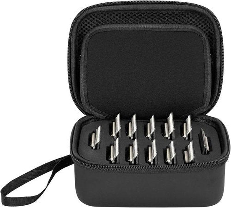 TORIBIO Hair Clipper Blade Storage Case for Barbers and Stylists, Holds 12 Metal Guards for Andis, Oster, Wahl, Babyliss Detachable Clippers