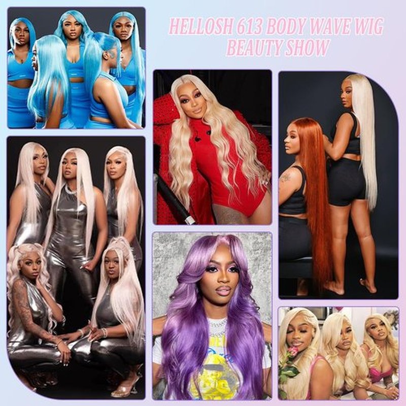 HELLOSH 32 Inch 613 Lace Front Wig Human Hair 200 Density Blonde Wig Human Hair 613 13X6 Body Wave Lace Front Wigs Human Hair Pre Plucked 613 HD Lace Frontal Glueless Wigs For Women