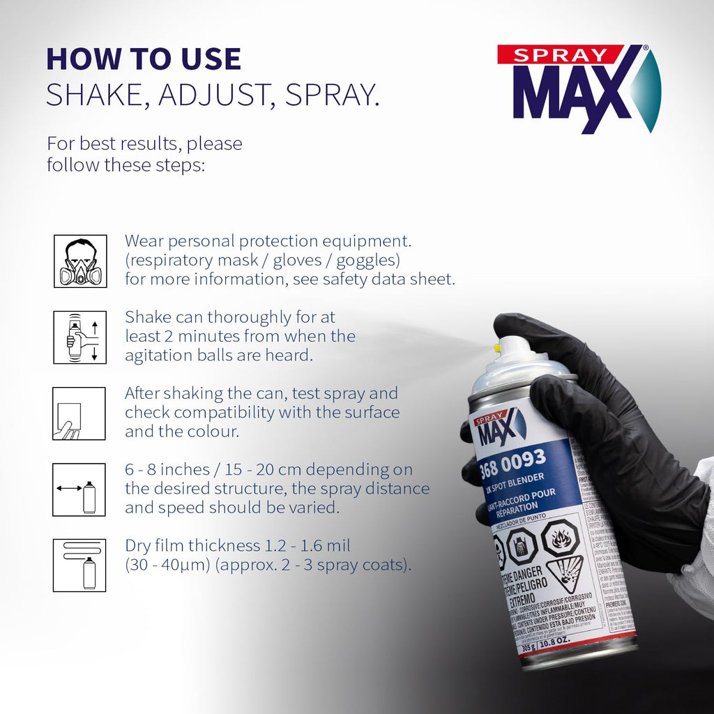 SprayMax 1K Spot Blender Clear | Professional Blending Clear Spray for Seamless Repair Transitions | Smooth Edge Melt-In for 2K Topcoats | Automotive Finishing Spray | 10.8 oz
