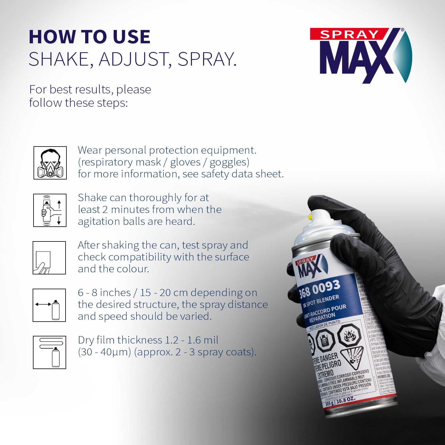 SprayMax 1K Spot Blender Clear | Professional Blending Clear Spray for Seamless Repair Transitions | Smooth Edge Melt-In for 2K Topcoats | Automotive Finishing Spray | 10.8 oz