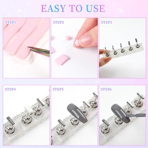 ANGNYA Nail Holder for Painting Nails, 2 Set Nail Stand for Press Ons with 96 Reusable Adhesive Putty Magnetic Fake Nail Art Stand for Training Display Home DIY Beginner Salon Supplies
