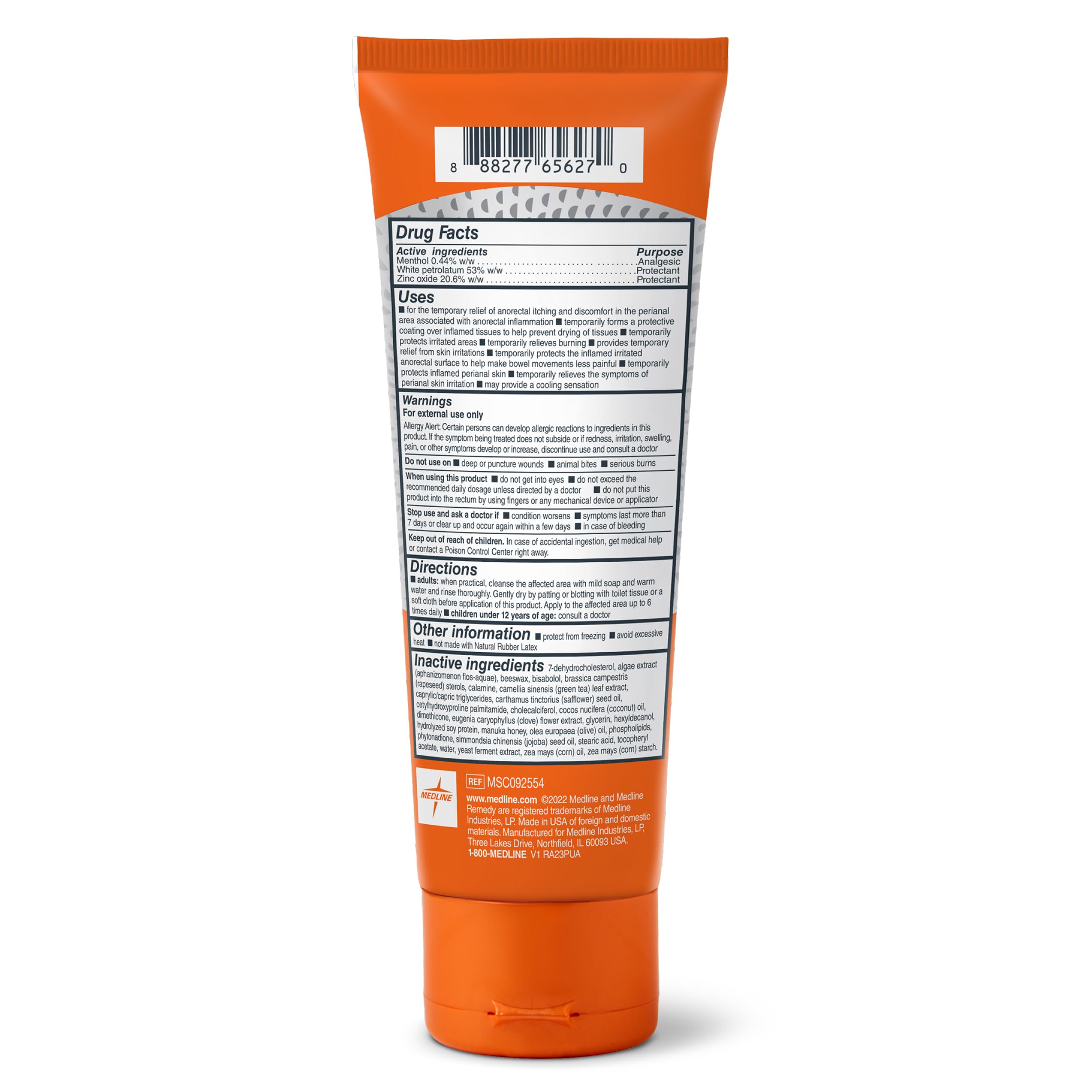 Medline Remedy Specialized Zinc Oxide Paste with Menthol (4 oz Tube), Unscented, Calamine, Incontinence Care, Diaper Rash, Wetness Protection, Hypoallergenic, Paraben Free, Adults, Soothing