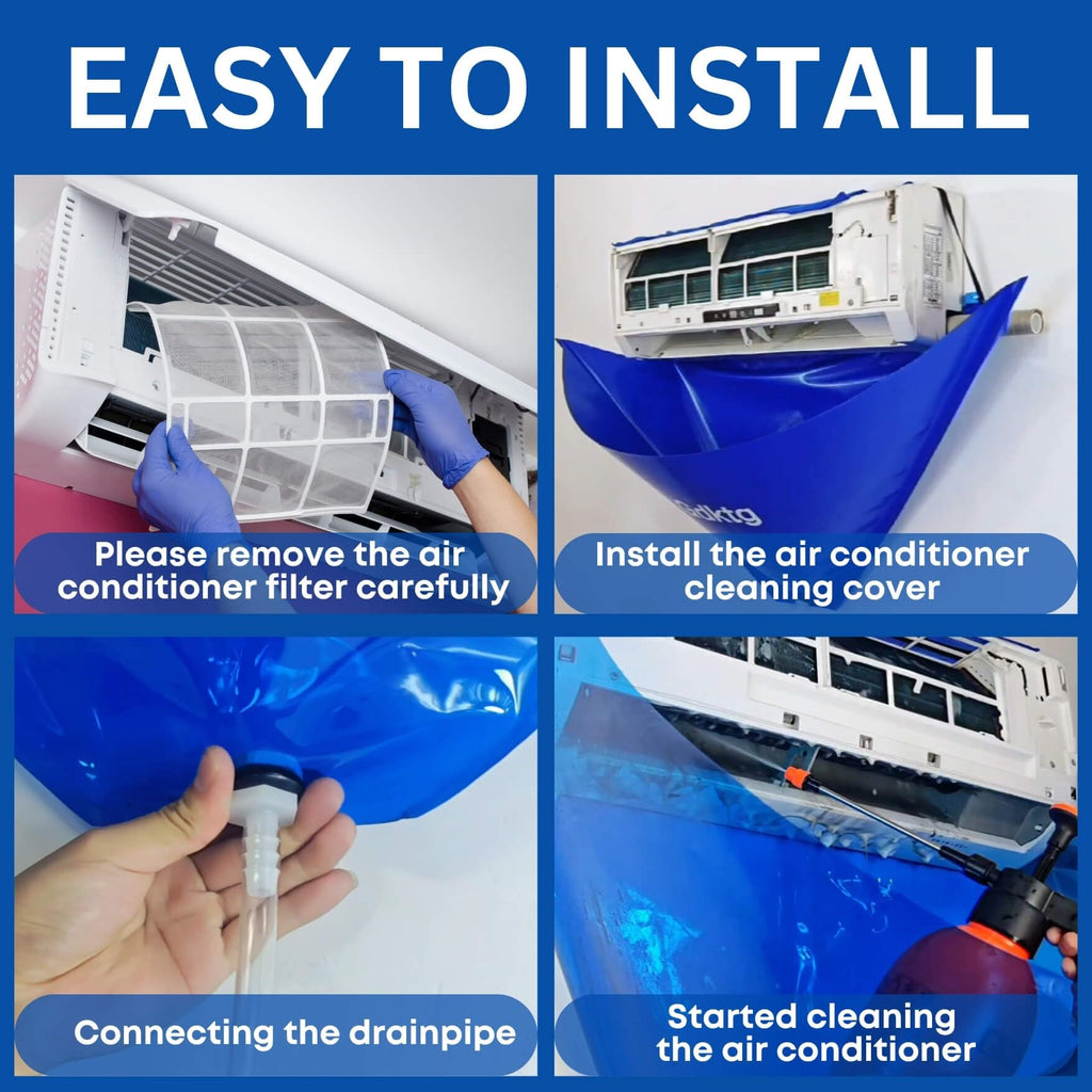 Oiktylr Mini Split Cleaning Kit Bag with 2L High Pressure Sprayer, Air Conditioner Cleaning Kit with Waterproof PVC AC Cleaning Cover Bib with HVAC Cleaning Tools, Large