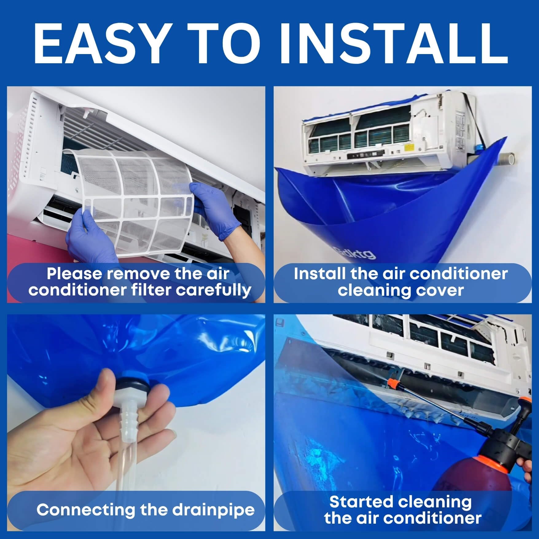 Oiktylr Mini Split Cleaning Kit Bag with 2L High Pressure Sprayer, Air Conditioner Cleaning Kit with Waterproof PVC AC Cleaning Cover Bib with HVAC Cleaning Tools, Large