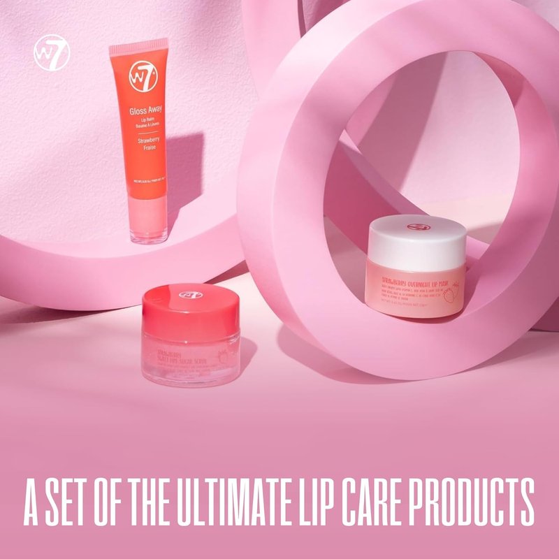 W7 Sweet Dreams Lip Care Gift Set - Strawberry Overnight Mask, Balm & Scrub Trio