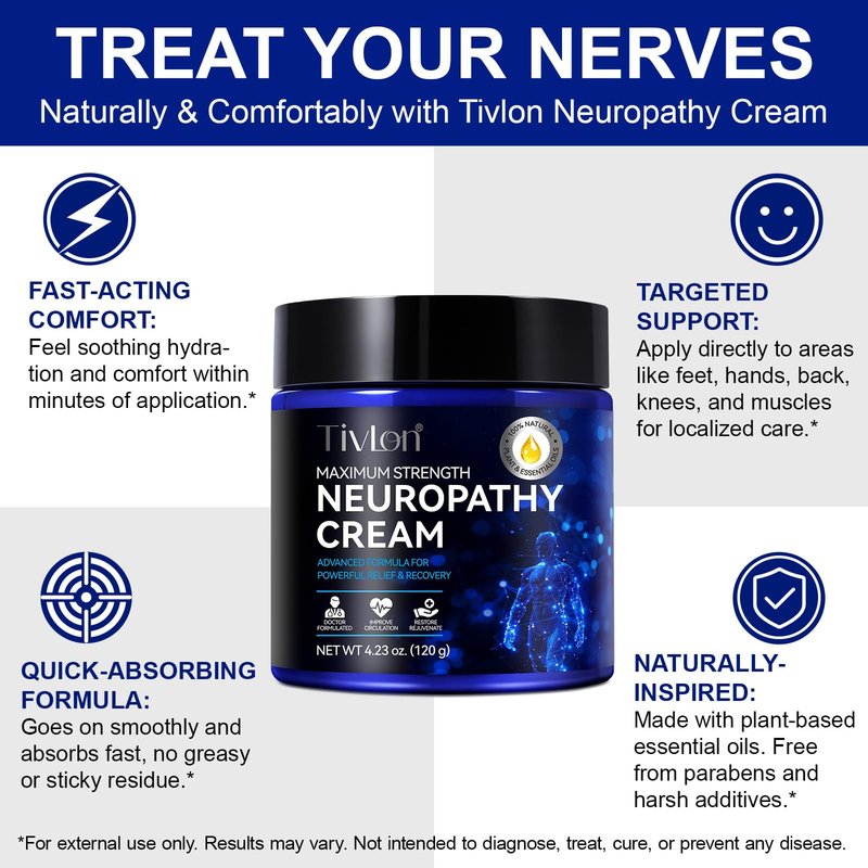 ZVHCFYQR Neuropathy Relief Cream, Maximum Strength Relief Lotion for Feet Hand Legs Toes Includes Arnica, Vitamin E, Rosemary, Ginger, Eucalyptus, Lavender, Clove, Aloe Vera and Shea Butter (1)