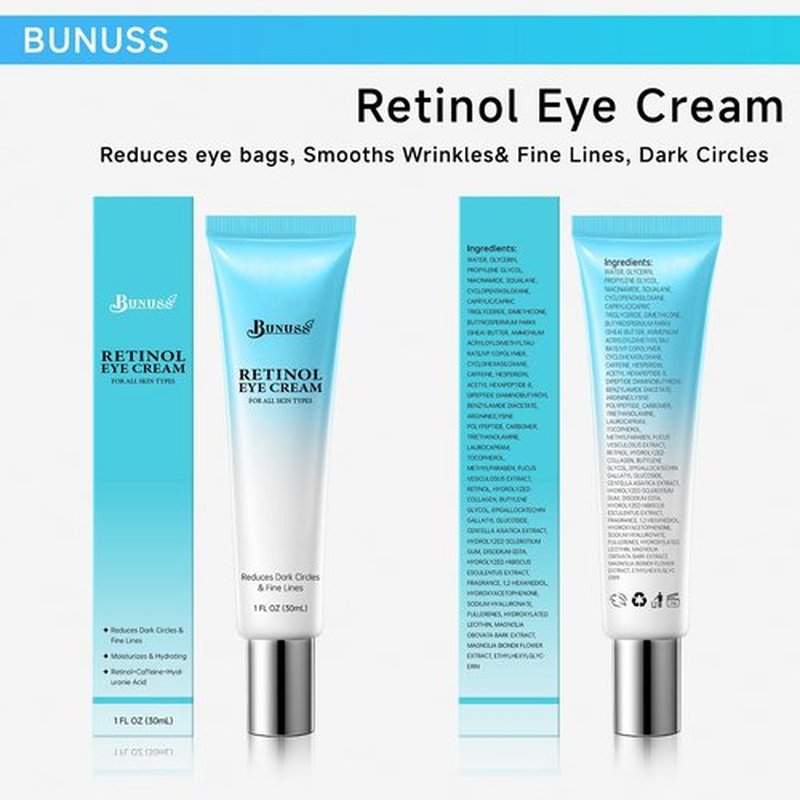 Retinol Eye Cream - Eye Cream for Dark Circles, Puffiness, Anti Aging, with Peptides, Caffeine, Hyaluronic Acid, Reduces Bags, Dark Circles Under Eye Treatment, Smooths Wrinkles & Fine Lines, 1 fl. oz