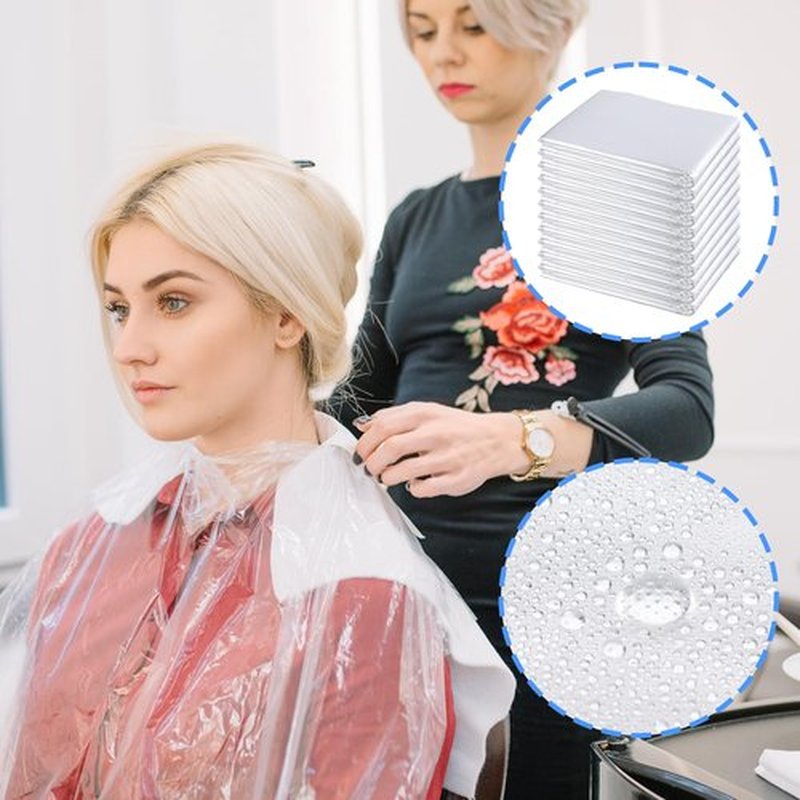 100 Pcs Disposable Hair Cutting Capes 47 x 35 Inch Disposable Barber Cape Waterproof Barbershop Salon Cape Plastic Hair Dye Capes White Barber Haircut Hairdressing Gown Coloring Apron Shawl Adults