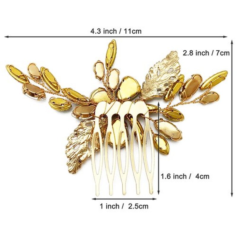 BETITETO Green Bridal Side Comb Crystal Leaf Wedding Small Hair Piece Accessories for Women Girls Party (Emerald Green)