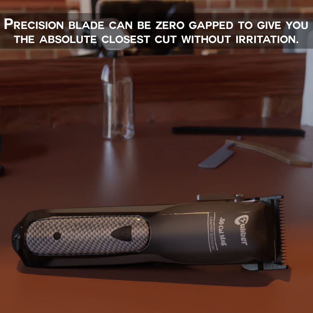 Caliber Pro - .50 Cal Limited Edition Clipper - Long Lasting 8+ Hours of Power - Ultra Low Noise Technology - Rechargeable Powerful Battery - Easy Zero Gap Cut - Hair Grooming Tool for Men (Black)