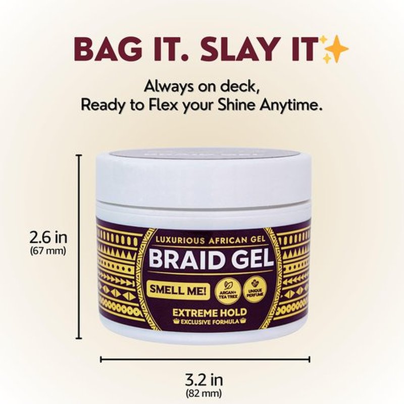 Grip&Loc Luxury Braid Gel Extreme Hold, High Shine Styling Gel & Edge Control, Flake Free with Tea Tree & Argan Oil for Hair, Sleek Braids, Locs & Twists, Made in Korea (5.29 fl oz)