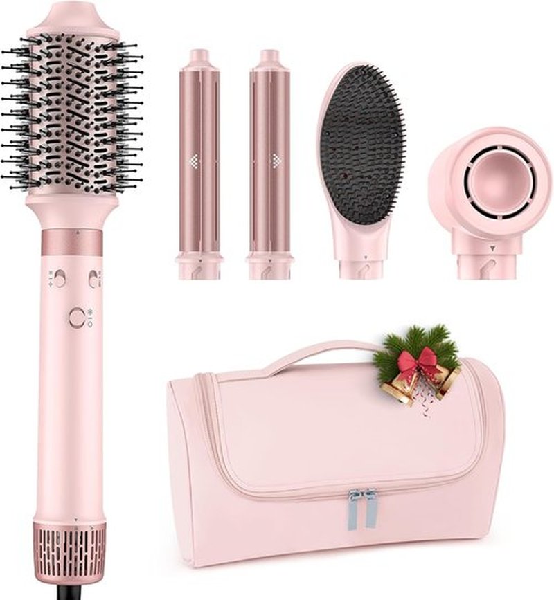 MESCOMB Dual Voltage Hot Air Styler - 5-in-1 Hair Dryer Brush for Fast Drying, Styling & Volumizing | Travel Bag Included (100V–240V)