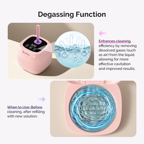 MelodySusie 2 in 1 Nail Tool Cleaning Machine, 3 Timers Mode for Nail Drill Bits, Nail Art Brush, Nail Clipper, Jewelry Cleaning, Salon & Home Use, Pink,DL-160