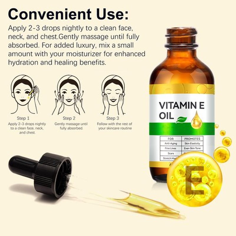 IKZEE Vitamin E Oil for Face and Skin - Ultra Concentrated Pure Vitamin E Oil for Deep Moisturizing, Hair Care