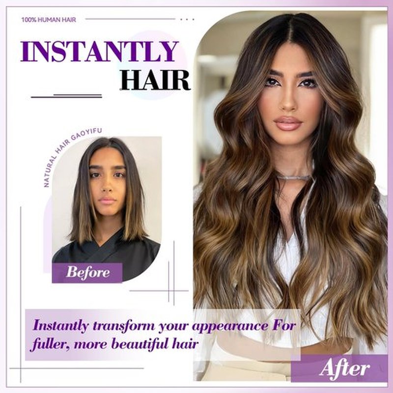 Clip in Hair Extensions Real Human Hair 18 inch 100g/3.6oz Straight Seamless Invisible Human hair Extensions Clip ins for Women Double Weft 8pcs Balayage Black Brown Highlight Chestnut Brown