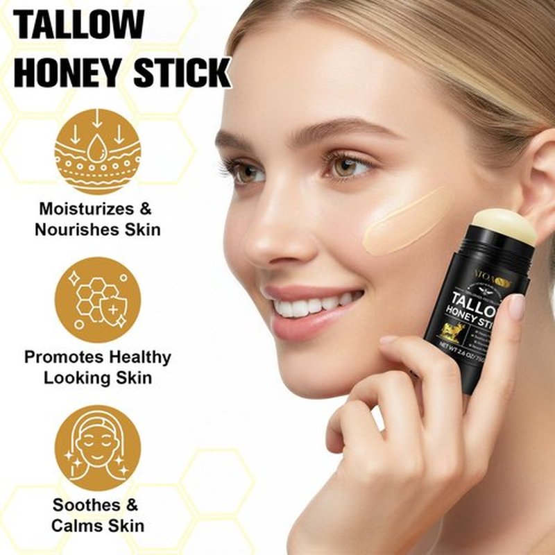 NIFEISHI Organic Beef Tallow for Skin, 100% Grass Fed Beef Tallow and Honey Balm Stick for Face and Body, Tallow face Moisturizer for Dry and Sensitive Skin, Natural Formula - 2.6 FLoz