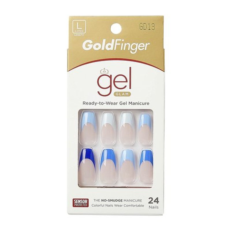 KISS Goldfinger Full Cover Nails Press on Nails Gel Glam Design Nails Long Length