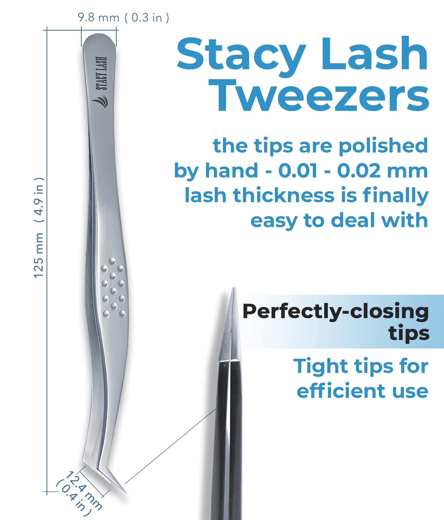 Stacy Lash STL-14 Curved Eyelash Extension Tweezers/Supplies for Classic Extensions & Volume Premade Fans/Precision Tools for False Lashes Application/Eyelashes Applicator/Beauty Accessories