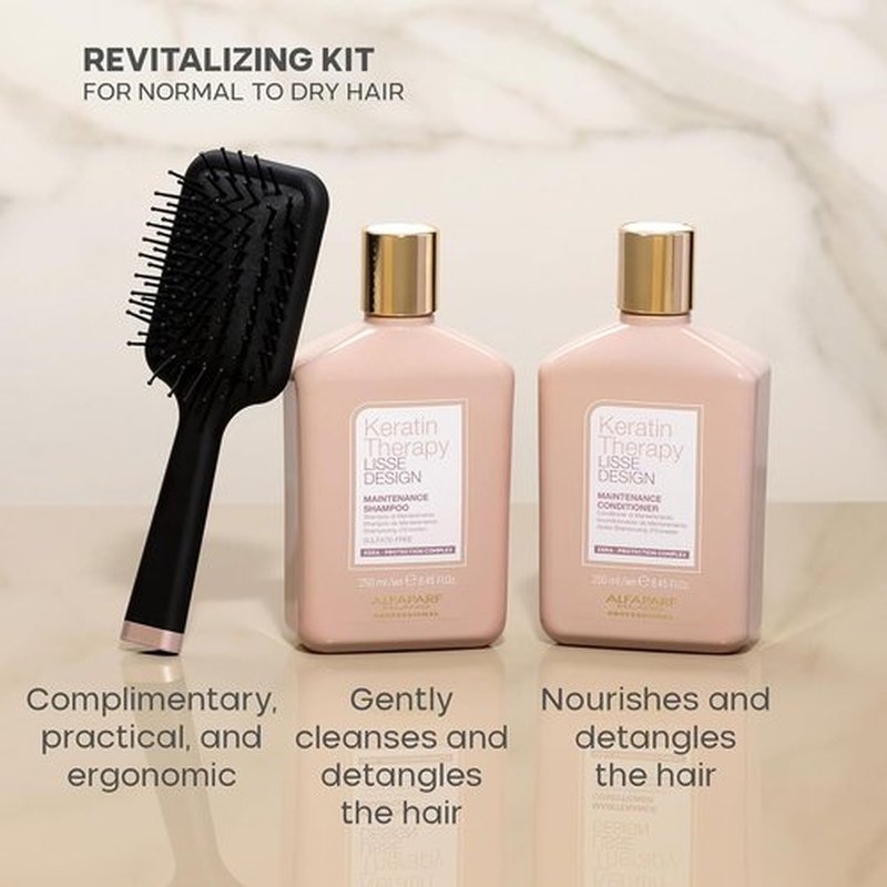 Alfaparf Milano Keratin Therapy Shampoo & Conditioner Set - Revitalizing Formula for Damaged Hair - Adds Shine & Softness