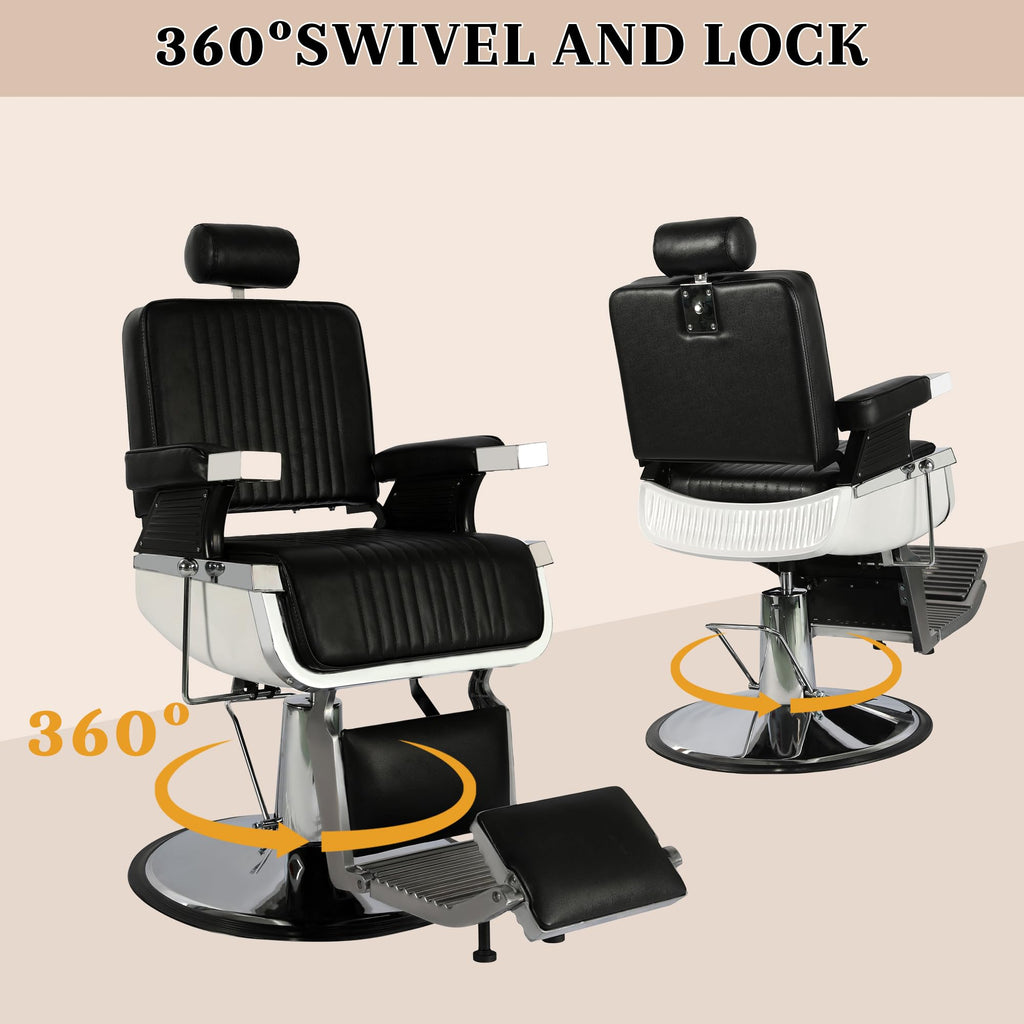 Hicomony Barber Chairs for Barbershop Heavy Duty, Professional Black Reclining Barber Salon Chair for Hair Stylist, Heavy Duty Beauty Shampoo Armchair for Salon Spa Home