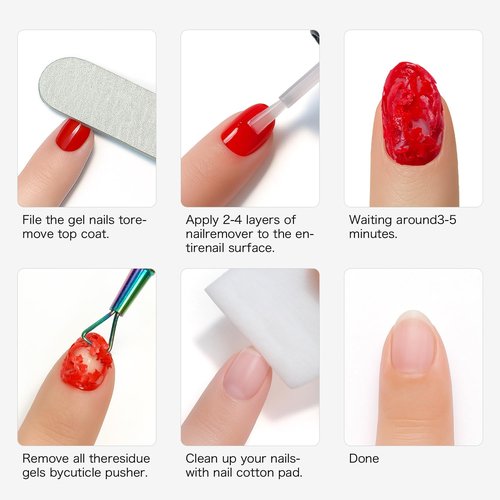 Gel Nail Polish Remover Kit with Tools, 15ml No Soak or Foil Needed, Fast Removal in 2-5 Minutes, Includes Cuticle Pusher & Nail File, Safe for Home DIY