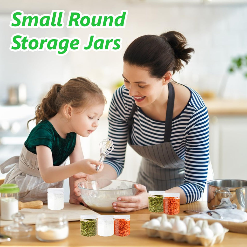 20Pack 4oz Clear Plastic Slime Containers with Lids,Round Refillable Travel Storage Sealed Jars Wide Mouth Container for Candy,Makeup,Cosmetics,Lotions,Eye Shadow,Cream,Butters