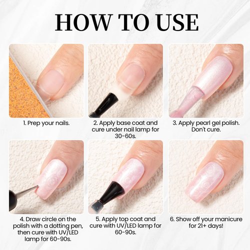 MAYCHAO Pearl Gel Nail Polish, 15ML Pearlescent Shell Shimmer Mermaid White Gel Polish Swirl Thread Effect Soak Off UV LED Lamp Curing for Nail Art Manicure Salon DIY at Home, 0.5 OZ