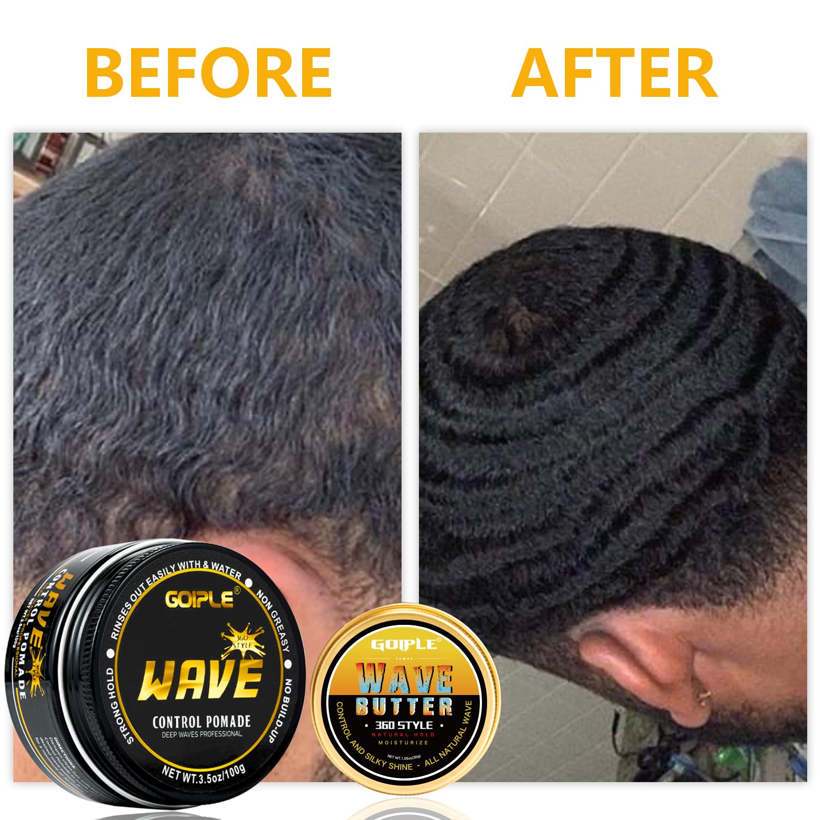 Wave Pomade for Men Strong Hold Easy Wash 360 Wave Training Hair Cream, Waves Grease for Men Promotes Layered Waves, Moisture, Silky Shine, Wave Pomade Wave Brushe Silky Durag Wave Cap Set (Blue)
