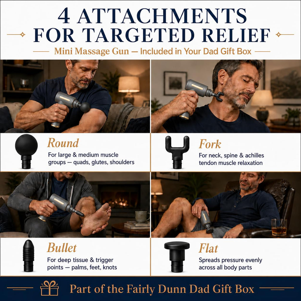 Dad Gift Box – Relaxation & Self Care Kit with Massage Gun, 20oz Tumbler, Toiletry Bag, Grooming Set – Birthday, Father’s Day Gifts for Him, Husband, Men Who Have Everything & Promoted to Dad